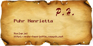 Puhr Henrietta névjegykártya